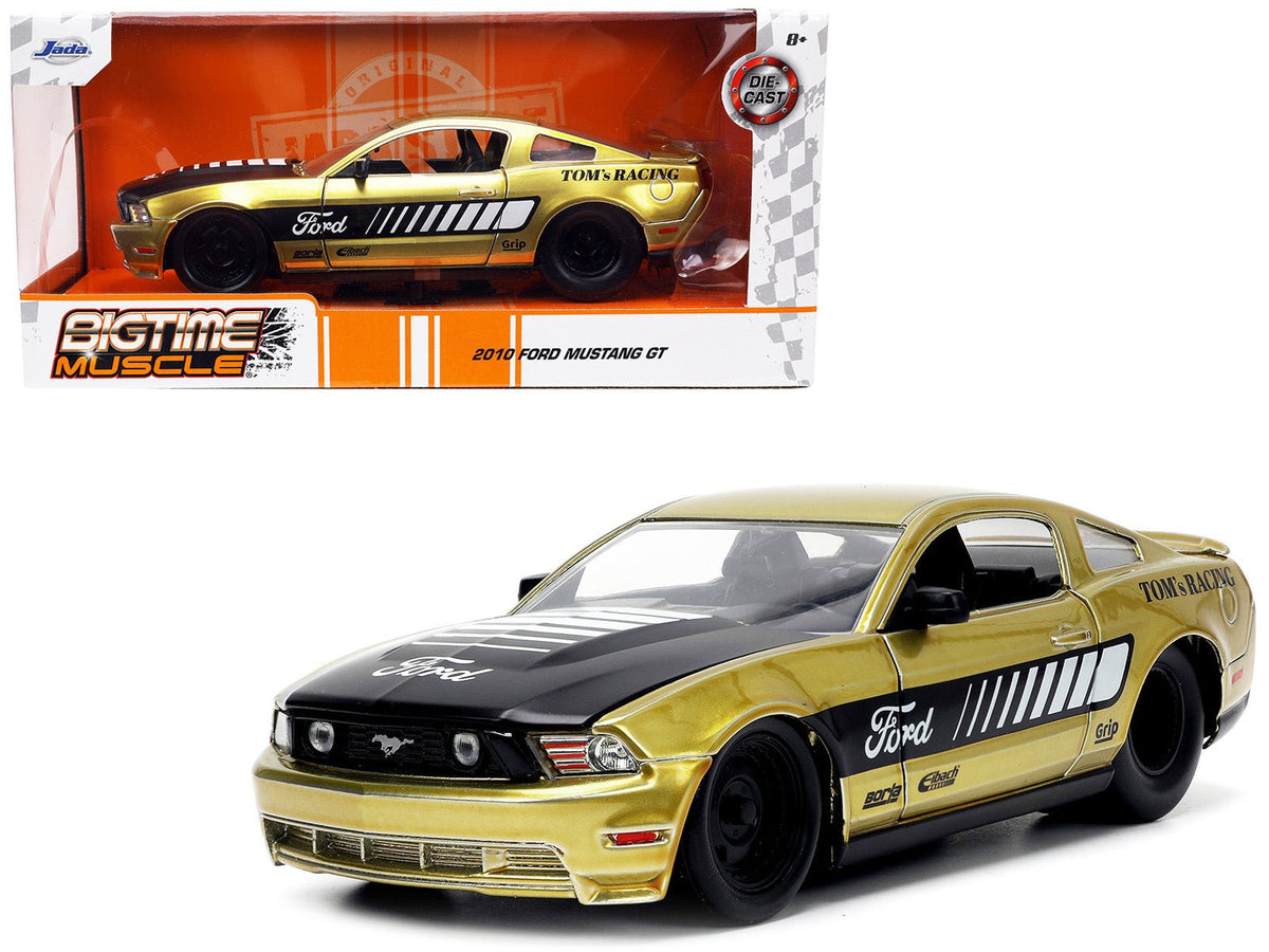 Rapid Vehicles 2010 Ford Mustang GT Gold Metallic with Black Graphics and Hood "Tom's Racing"...