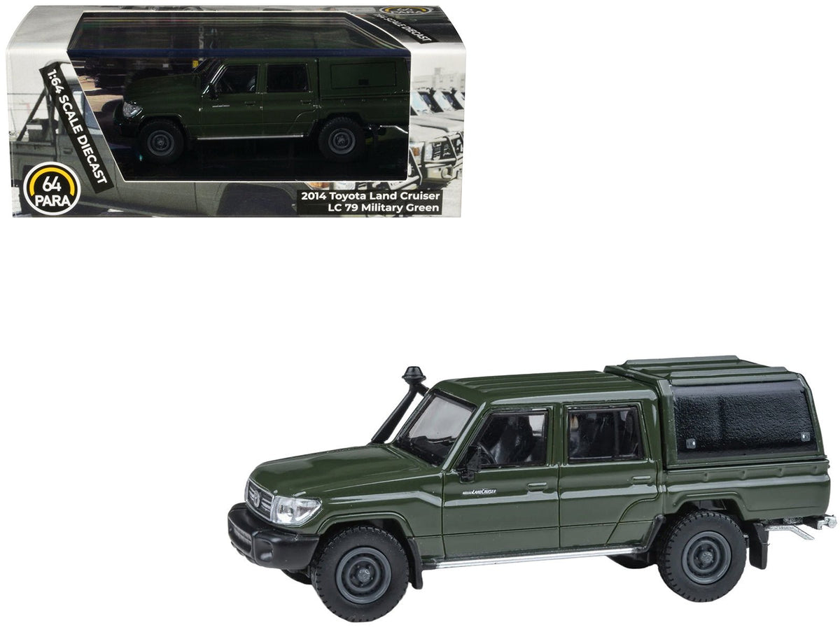 Rapid Vehicles 2014 Toyota Land Cruiser LC 79 with Camper Shell Military Green 1/64 Diecast Model...