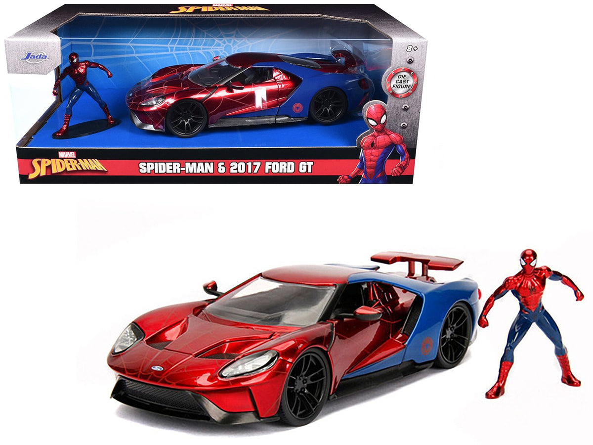 Rapid Vehicles 2017 Ford GT with Spider Man Diecast Figurine "Marvel" Series 1/24 Diecast Model...