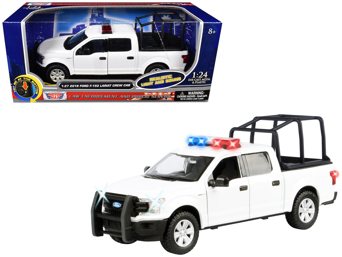 Rapid Vehicles 2019 Ford F-150 Lariat Crew Cab Pickup Truck with Bed Cage White with Flashing...