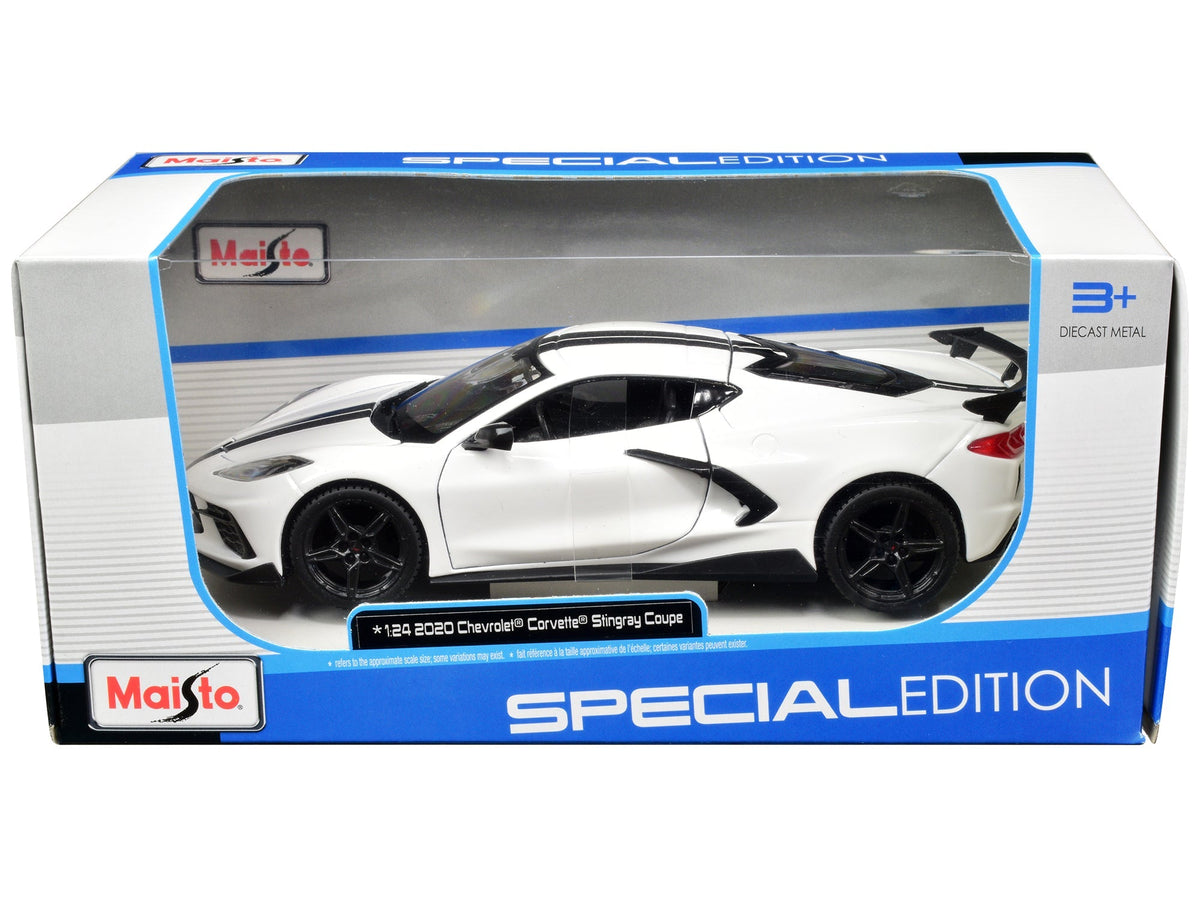Rapid Vehicles 2020 Chevrolet Corvette Stingray Coupe White with Black Stripes "Special Edition"...