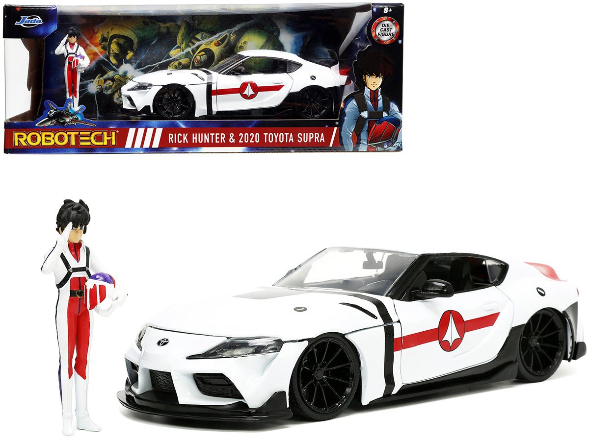 Rapid Vehicles 2020 Toyota Supra White and Rick Hunter Diecast Figurine "Robotech" "Hollywood...