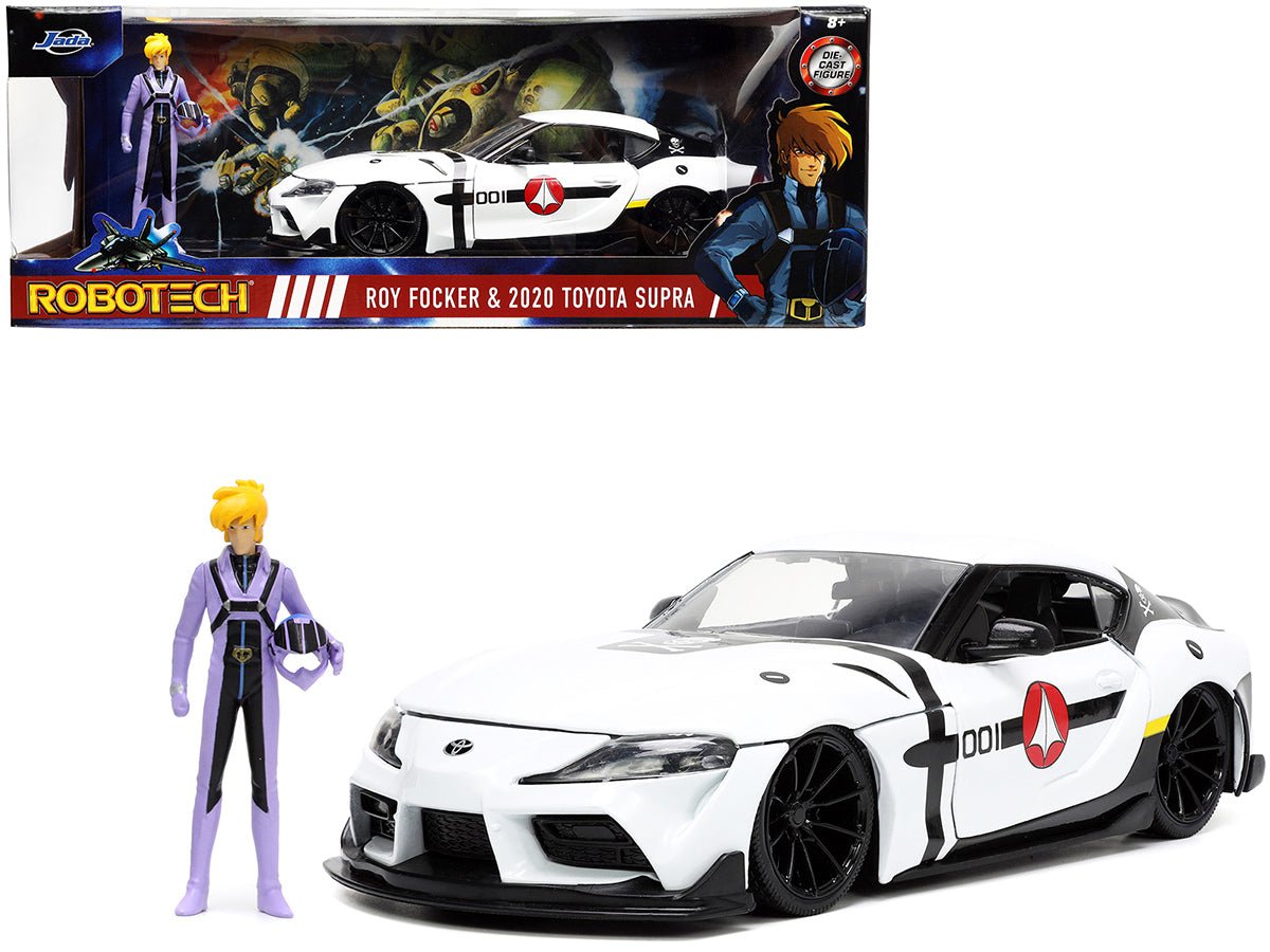 Rapid Vehicles 2020 Toyota Supra White and Roy Focker Diecast Figurine "Robotech" "Hollywood...