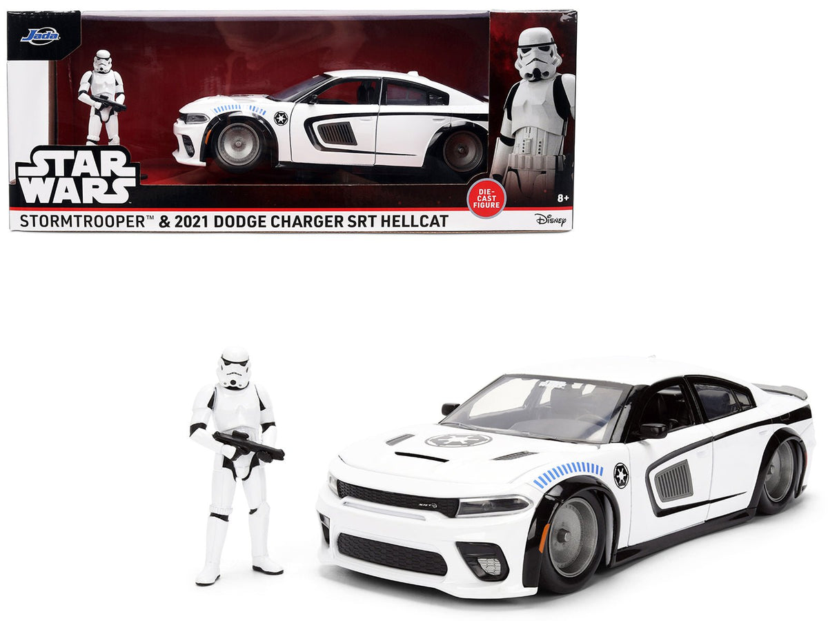 Rapid Vehicles 2021 Dodge Charger SRT Hellcat White with Graphics and Stormtrooper Figure "Star...