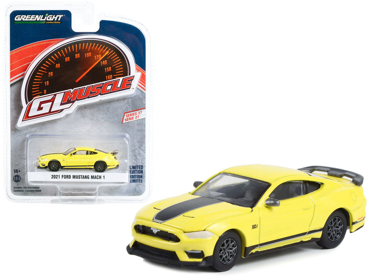 Rapid Vehicles 2021 Ford Mustang Mach 1 Grabber Yellow with Black Stripes "Greenlight Muscle"...