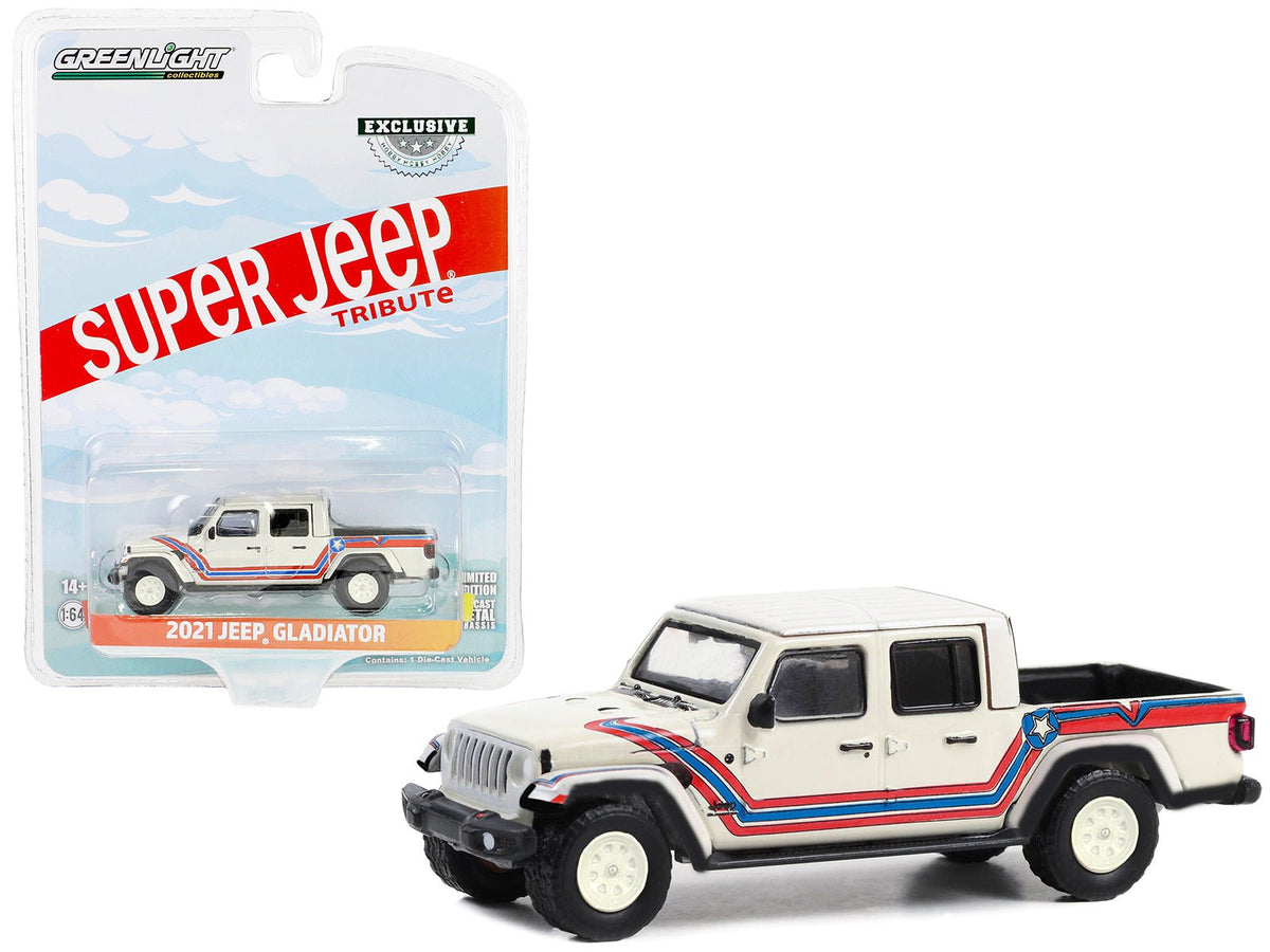 Rapid Vehicles 2021 Jeep Gladiator Pickup Truck "Super Jeep Tribute" White with Red and Blue...