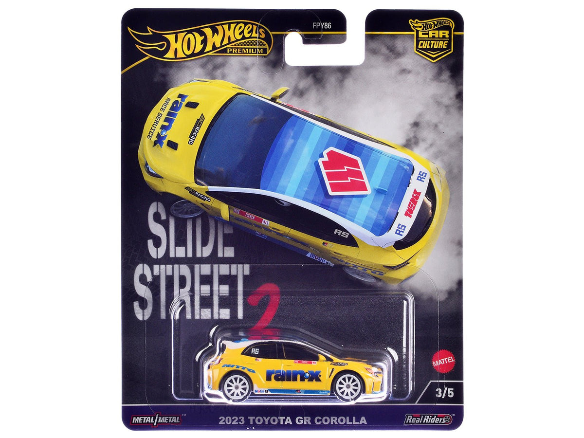 Rapid Vehicles 2023 Toyota GR Corolla "Rain X" Yellow "Slide Street 2" Series Diecast Model Car...