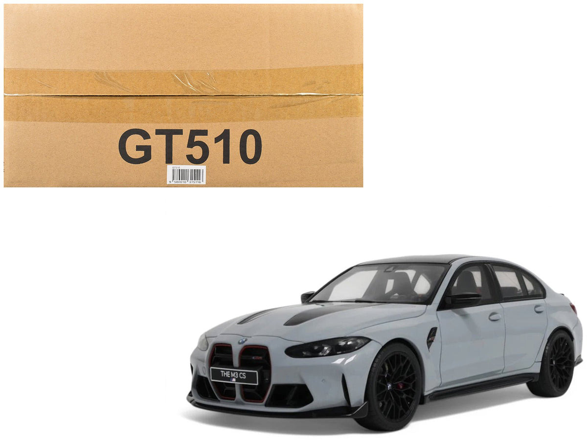 Rapid Vehicles 2024 BMW M3 CS M Brooklyn Gray Metallic with Black Top and Hood Stripes 1/18 Model...