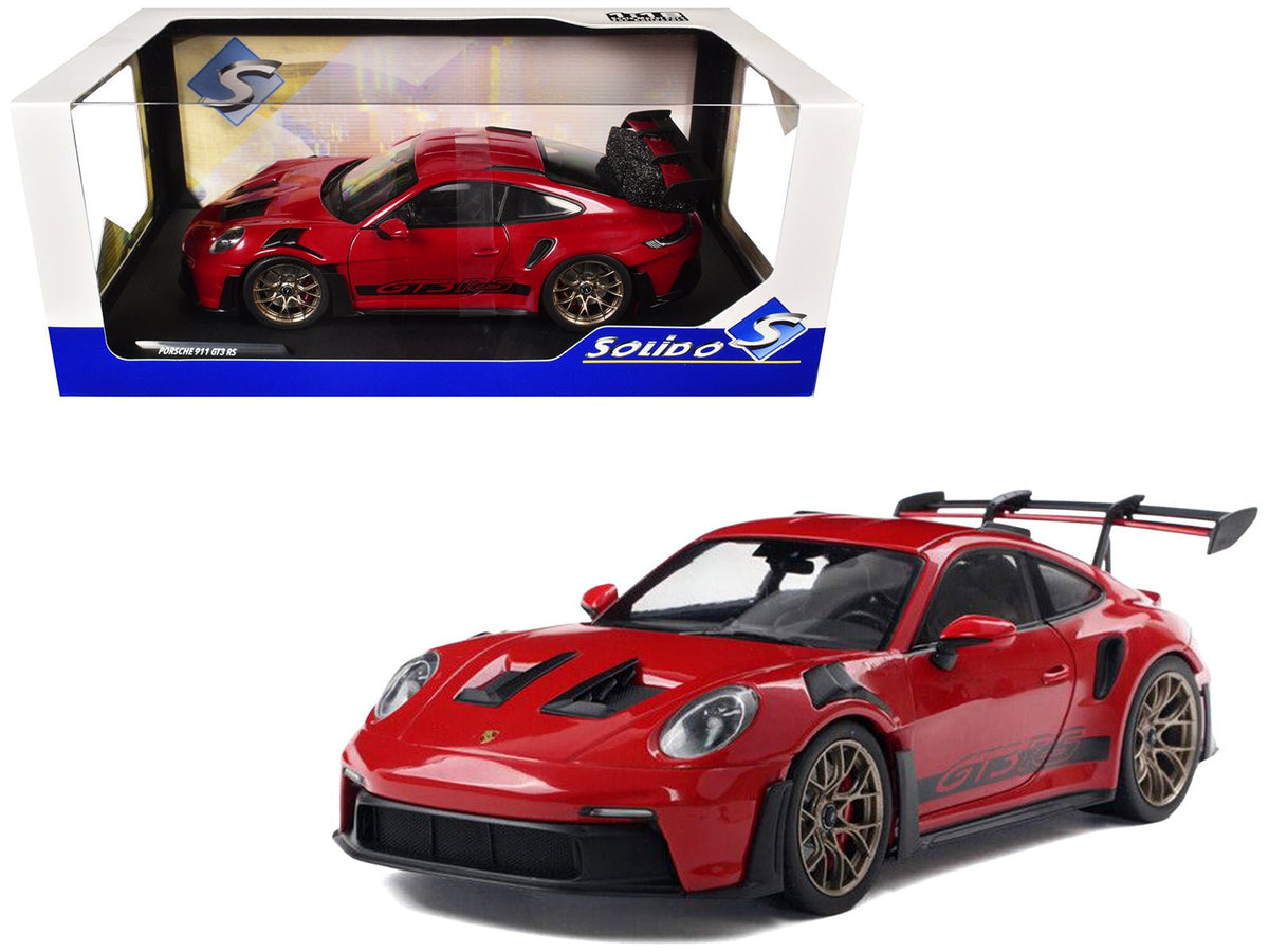 Rapid Vehicles 2024 Porsche 911 (992) GT3 RS Guards Red with Black Stripes 1/18 Diecast Model Car...