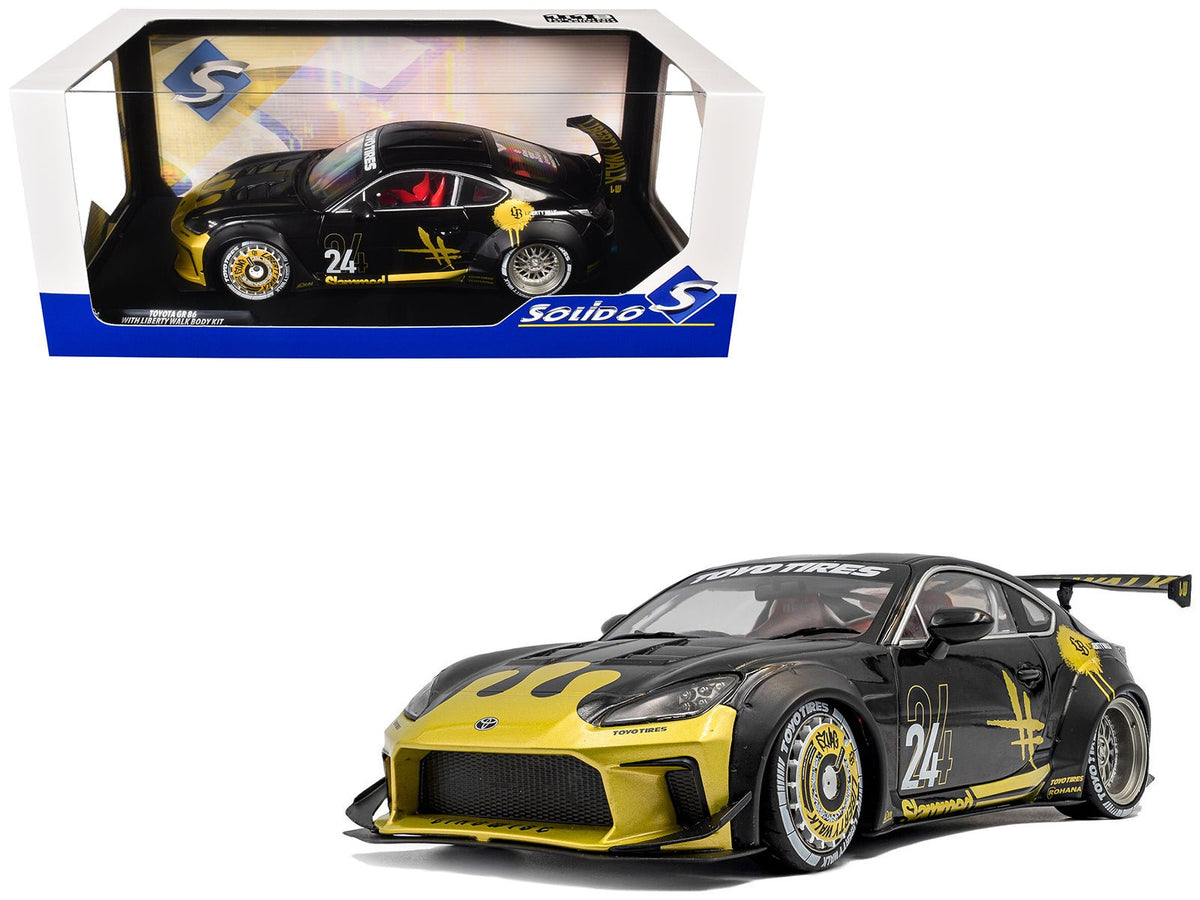 Rapid Vehicles 2024 Toyota GR86 Liberty Walk Body Kit RHD (Right Hand Drive) #24 Black with Gold...