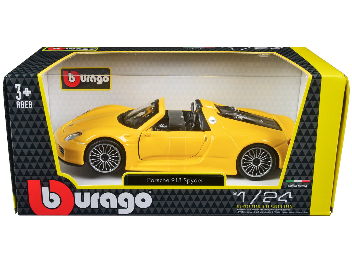 Rapid Vehicles Porsche 918 Spyder Yellow 1/24 Diecast Model Car by Bburago  free shipping USA