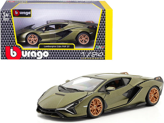Rapid Vehicles Lamborghini Sian FKP 37 Matt Green Metallic with Copper Wheels 1/24 Diecast Model...