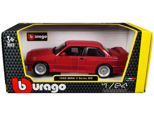 Rapid Vehicles 1988 BMW 3 Series M3 E30 Red 1/24 Diecast Model Car by Bburago  free shipping USA