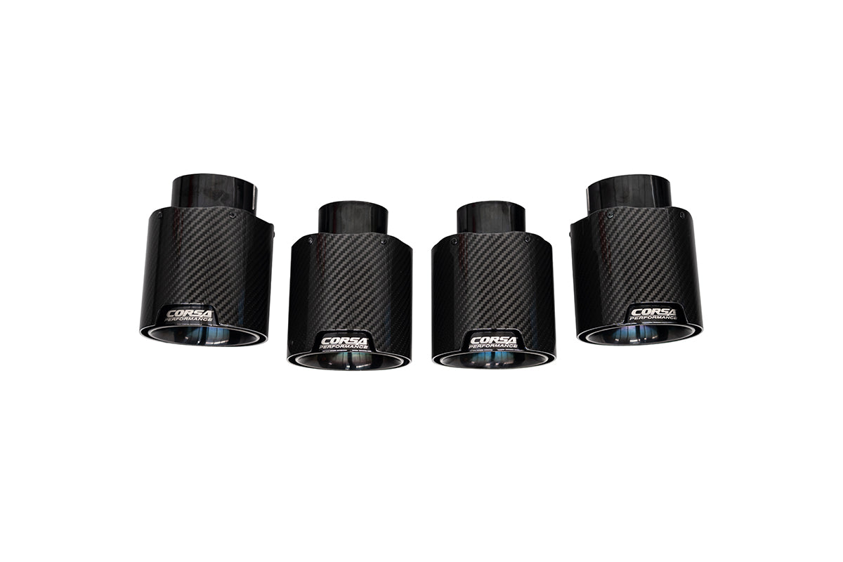 Corsa Replacement / Carbon Fiber 4.5 in Quad Tip Kit | 2020-24 Corvette C8 CORSA Systems (21109CF)