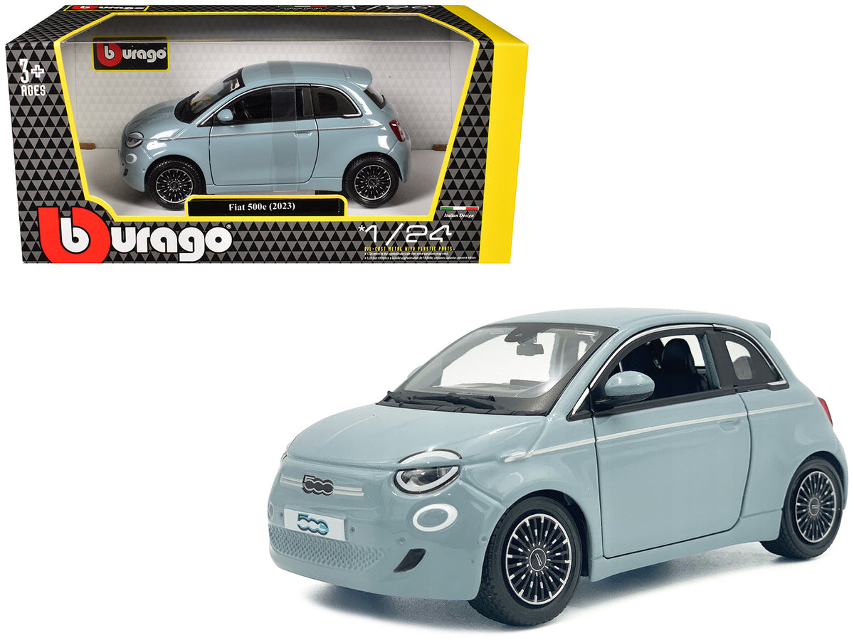 Rapid Vehicles 2023 Fiat 500e Light Blue 1/24 Diecast Model Car by Bburago  free shipping USA -...