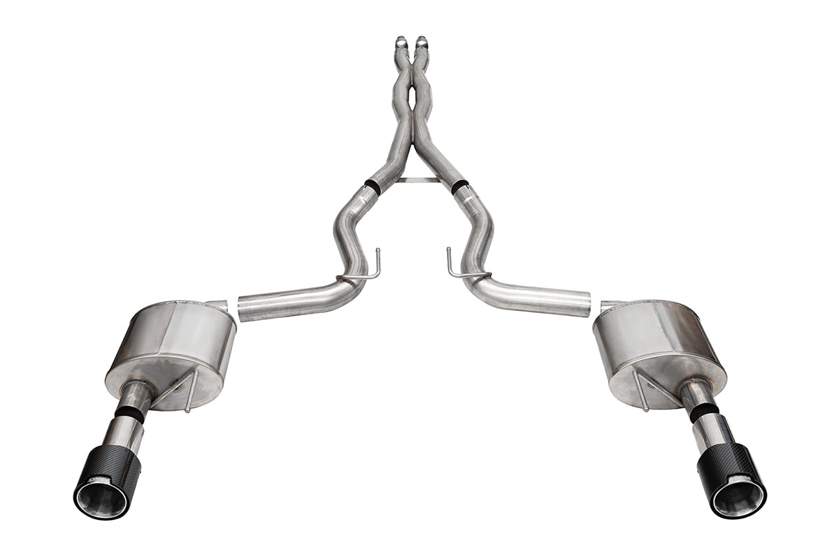 Corsa Xtreme, Sport / 3.0 in Cat-Back 4.5 in Carbon Fiber Tips | 2024 Mustang GT Coupe (21251CF, 21255CF)