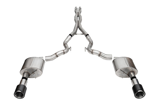 Corsa Xtreme, Sport / 3.0 in Cat-Back 4.5 in Carbon Fiber Tips | 2024 Mustang GT Convertible (21271CF, 21275CF)