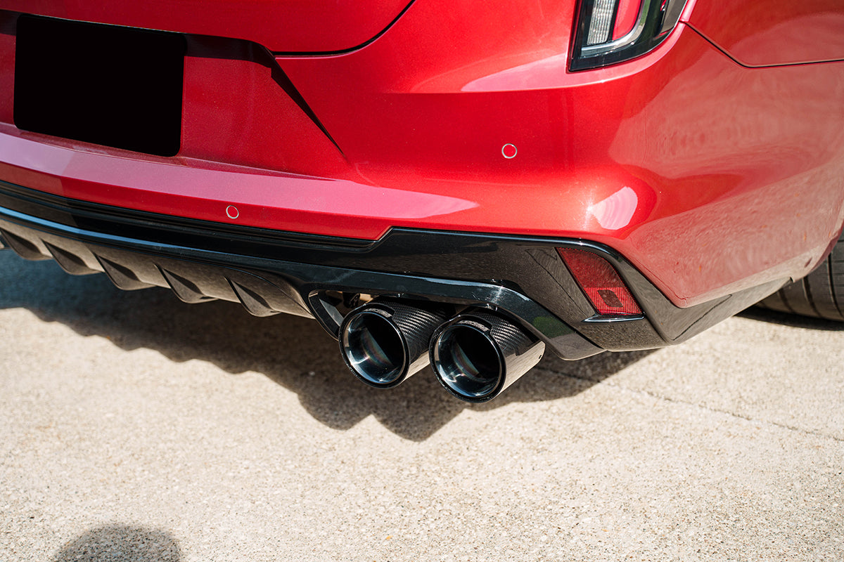 Corsa Sport Valved / 3.0 in Axle-Back 4.5 in Carbon Fiber Twin Tips | 2022+ Cadillac CT4-V Blackwing (21319CF)
