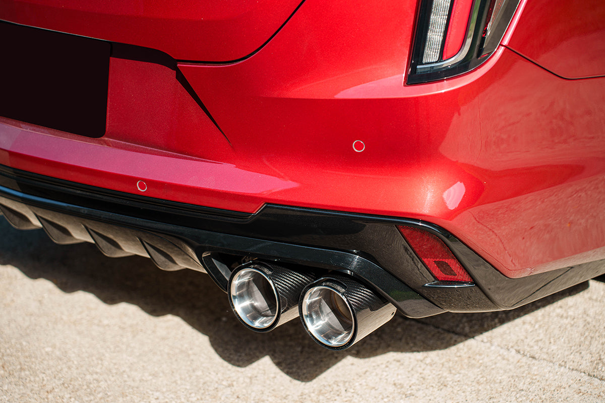 Corsa Sport Valved / 3.0 in Axle-Back 4.5 in Carbon Fiber Twin Tips | 2022+ Cadillac CT4-V Blackwing (21319CF)