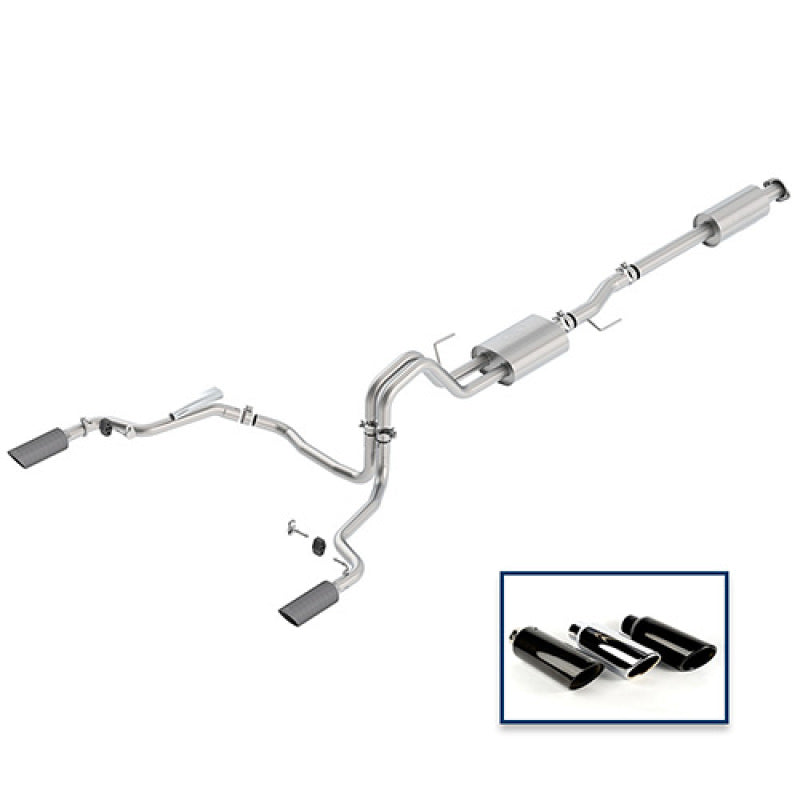 FR SPORT Ford Racing 15-18 F-150 2.7L Cat-Back Sport Exhaust System - Rear Exit Carbon Fiber Tips...