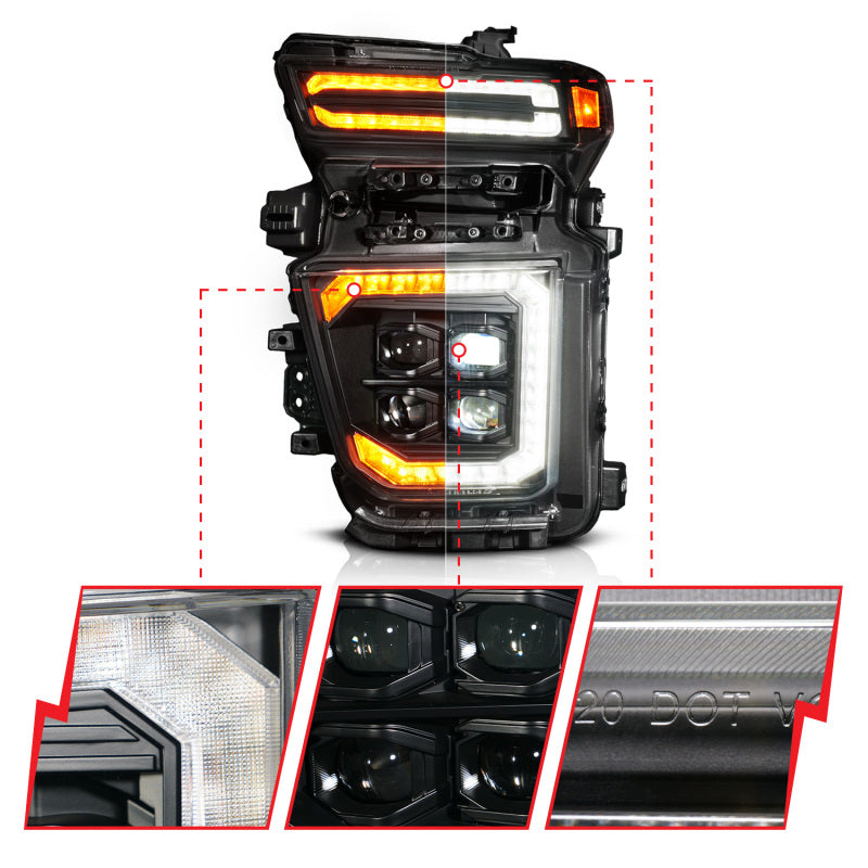ANZO Z-Series 20-23 Chevy Silverado 2500/3500 Z-Series Full LED Proj Headlights Black - Driver Side 111619X-L