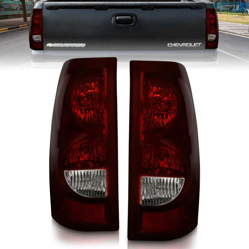 FR SPORT ANZO 2003-2006 Chevrolet Silverado 1500 Taillights Taillights Dark Red/Clear Lens (OE...