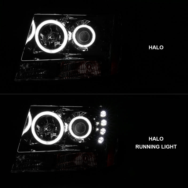 Anzo 2007-2013 Chevrolet Avalanche Projector Headlights w/ Halo Chrome