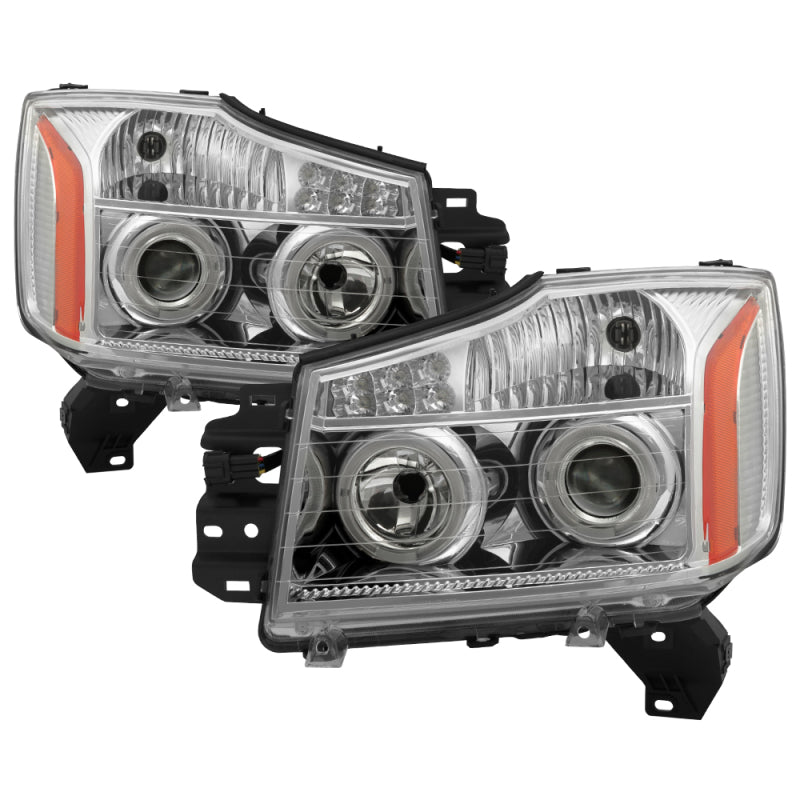 FR SPORT SPYDER Xtune Nissan Titan 04-14 Projector Headlights LED Halo Chrome PRO-JH-NTI04-LED-C...