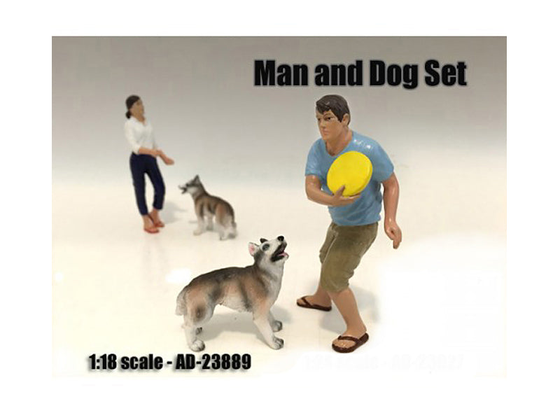 Rapid Vehicles Man and Dog 2 Piece Figure Set For 1:18 Scale Models by American Diorama  free...