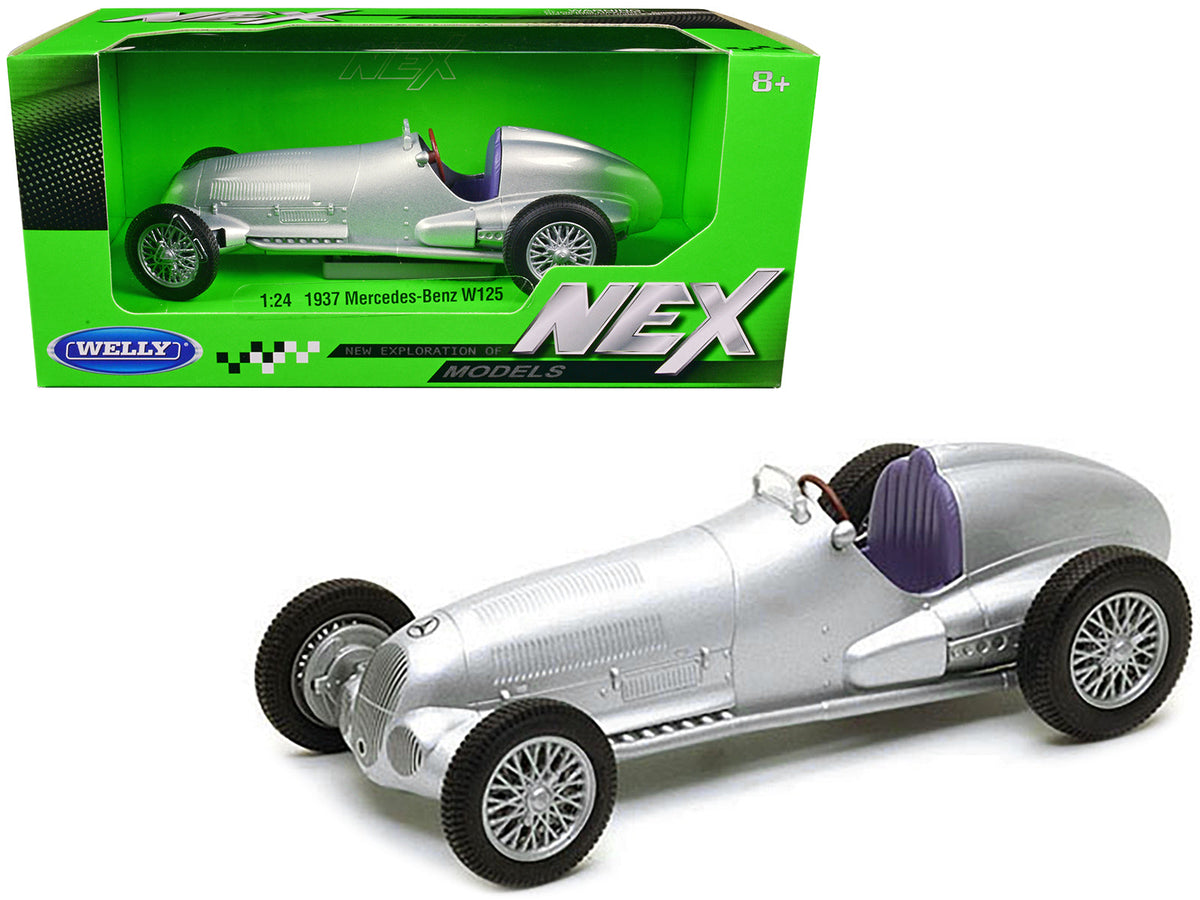 Rapid Vehicles 1937 Mercedes-Benz W125 Silver Metallic "NEX Models" Series 1/24 Diecast Model Car...