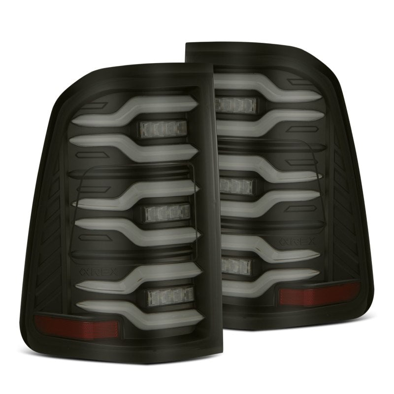 AlphaRex 19-21 Dodge Ram 1500 Luxx-Series LED Tail Lights Black w/Activ Light/Seq Signal 640040 *Discontinued