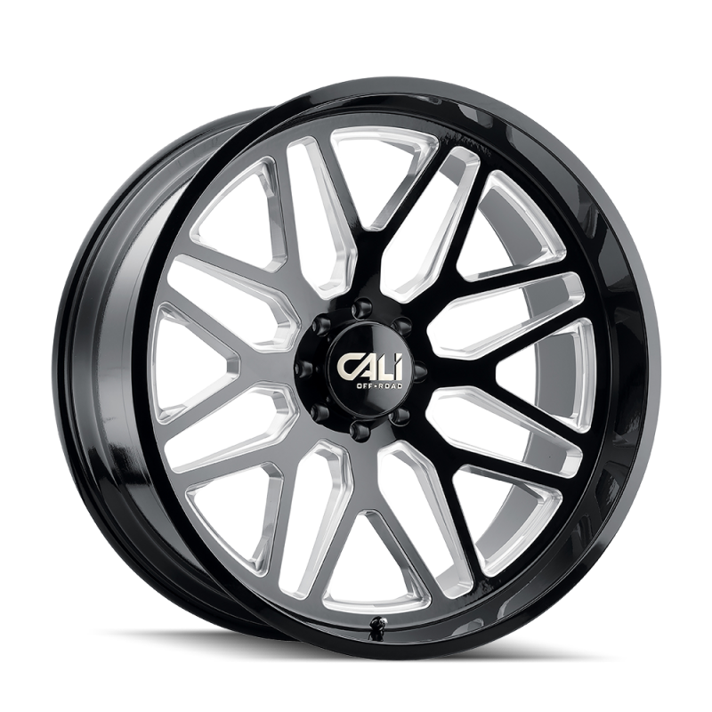 Cali Off-Road 9115 Invader 20x10 / 8x165.1 BP / -25mm Offset / 125.2mm Hub Gloss Black Milled Wheel 9115-2181BM