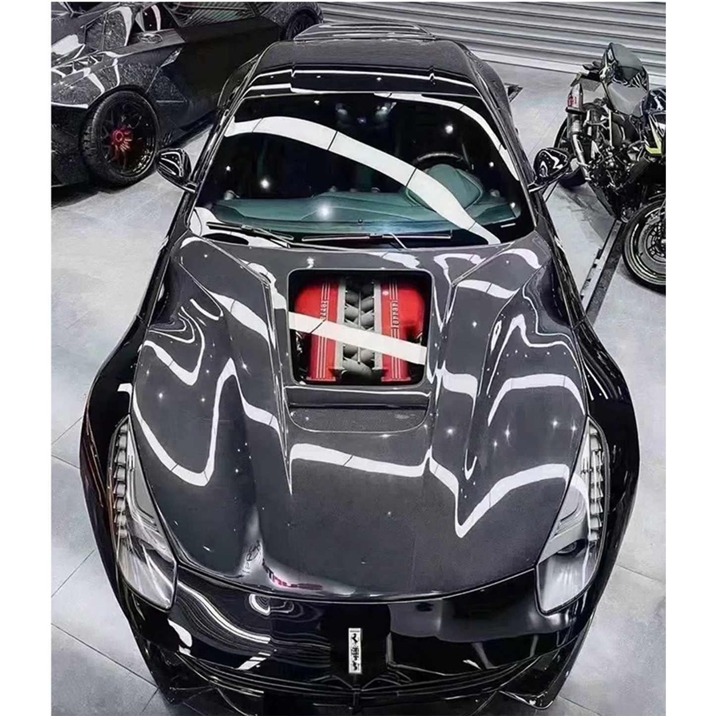 Carbon Fiber Hood Bonnet Transparent Window for Ferrari F12