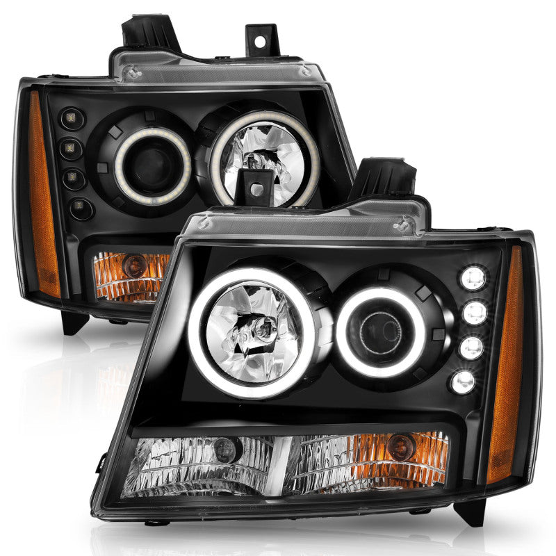 Anzo 2007-2013 Chevrolet Avalanche Projector Headlights w/ Halo Black(CCFL)