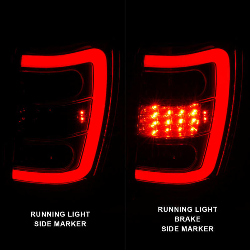 FR SPORT ANZO 1999-2004 Jeep Grand Cherokee LED Tail Lights w/ Light Bar Chrome Housing Red/Clear...