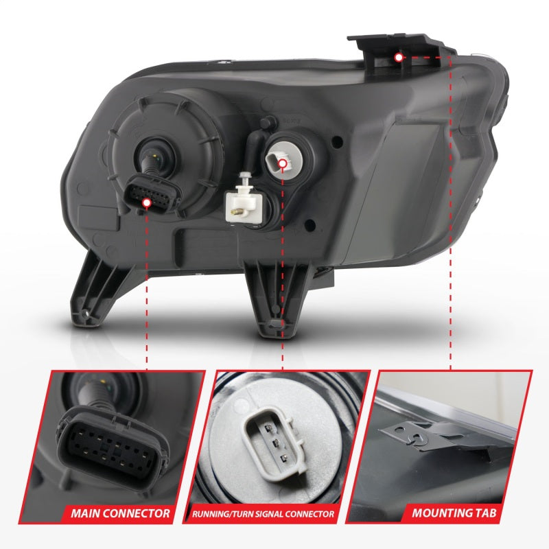 FR SPORT ANZO 13-14 Ford Mustang (w/ Factory HID/Xenon HL only) Projector Headlights w/Light Bar...