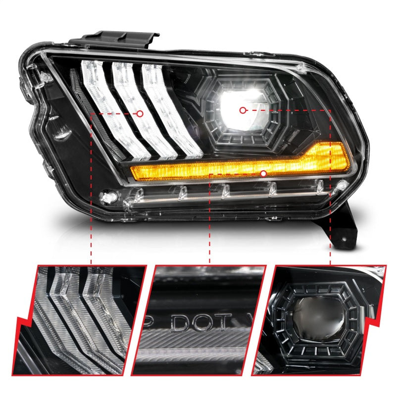 FR SPORT ANZO 13-14 Ford Mustang (w/ Factory HID/Xenon HL only) Projector Headlights w/Light Bar...