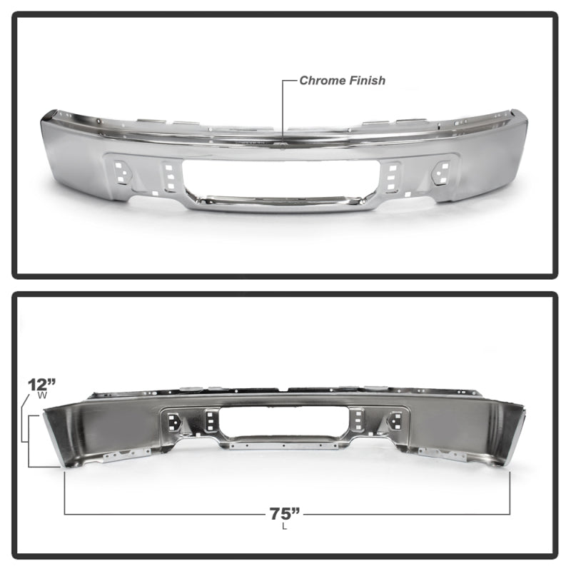 FR SPORT Spyder Ford F150 09-14 w/o Fog Light Hole Front Bumper - Chrome (OEM # 9L3Z17757A)...