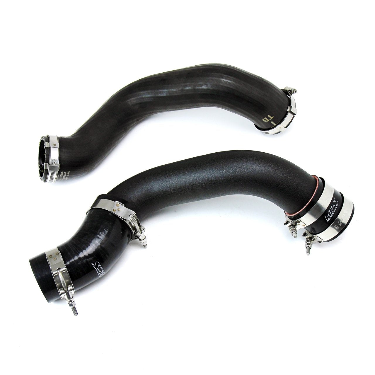 HPS Performance HPS Intercooler Hot Charge Pipe and Cold Side with Blue Hoses 15-17 Ford Mustang Ecoboost 2.3L Turbo, Black