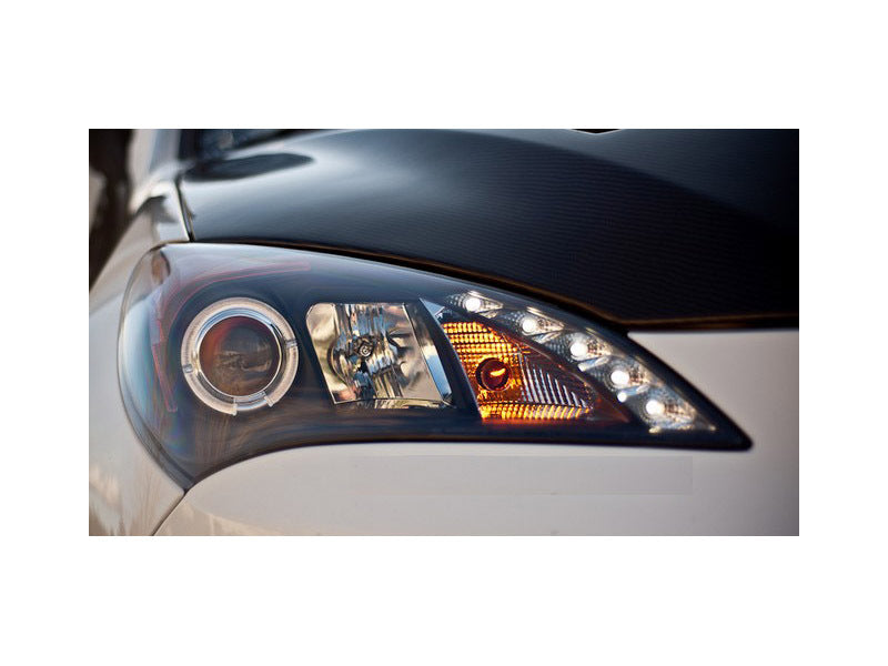 FR SPORT Spyder Hyundai Genesis 10-12 Projector Halogen Model- LED Halo DRL Blk...