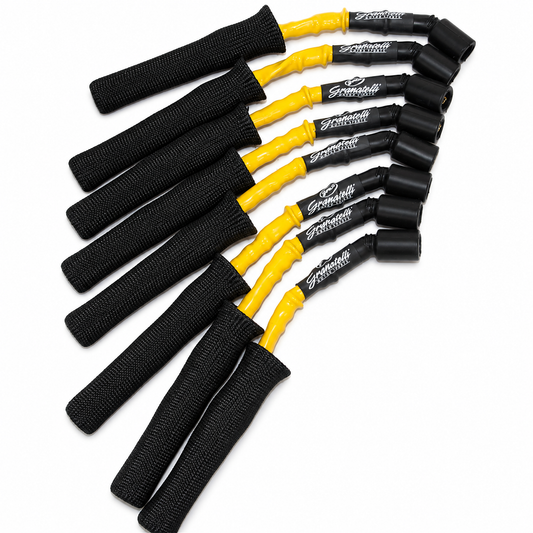 Granatelli GM LS & LT 0-Ohm 12" Yellow High-Temp Kevlar-Boot Coil-Near-Plug Spark Plug Wires – 28-1629HTYB