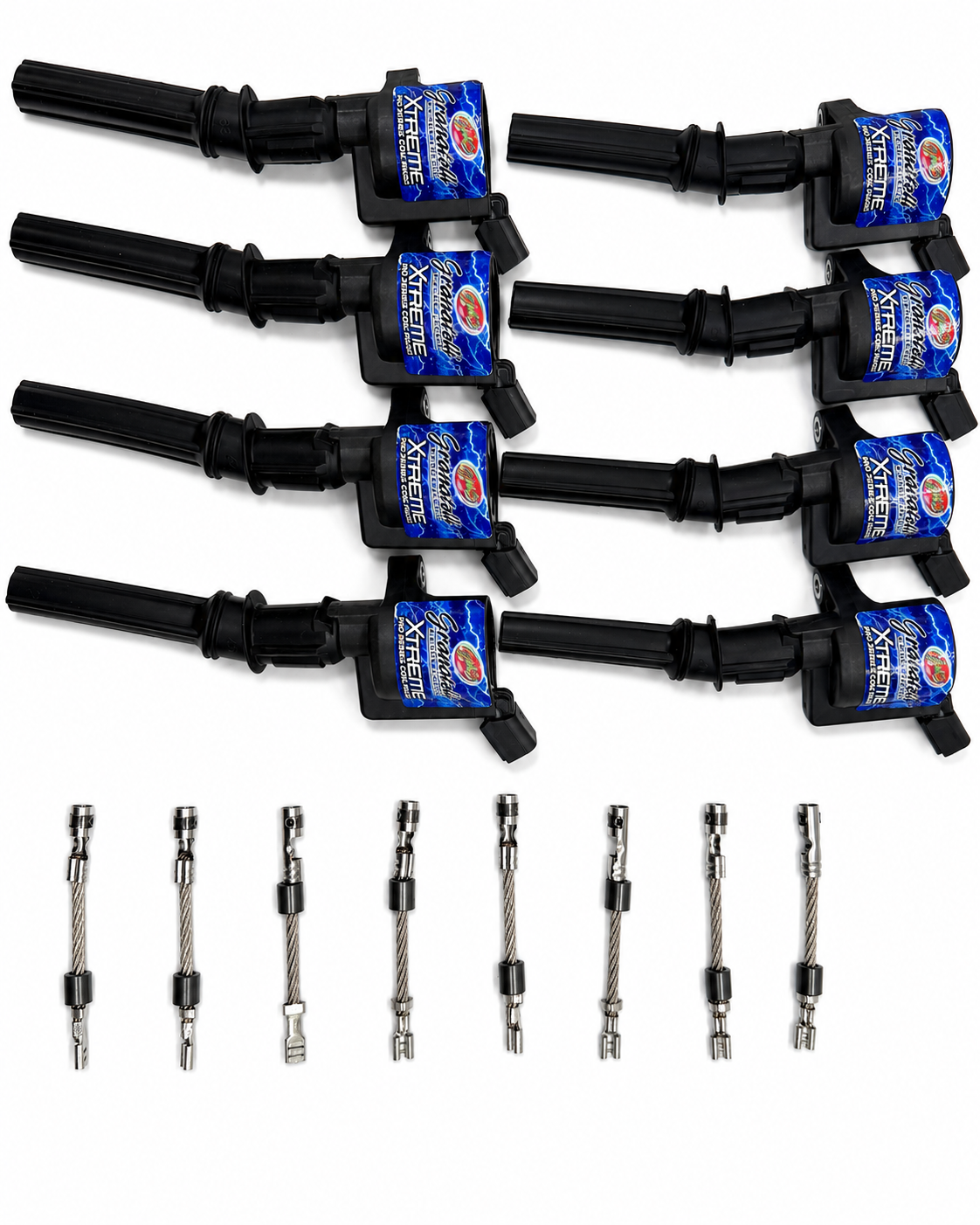 1997–2014 Ford 4.6L/5.4L 2V Granatelli 65kV Pro Series Extreme Coil Packs & Connector Kit – 28-1697SC