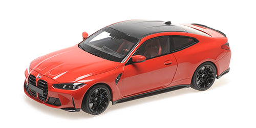 Minichamps 2024 BMW M4 Coupe (G82) w/ Black Carbon Roof Toronto Red Metallic 1:18