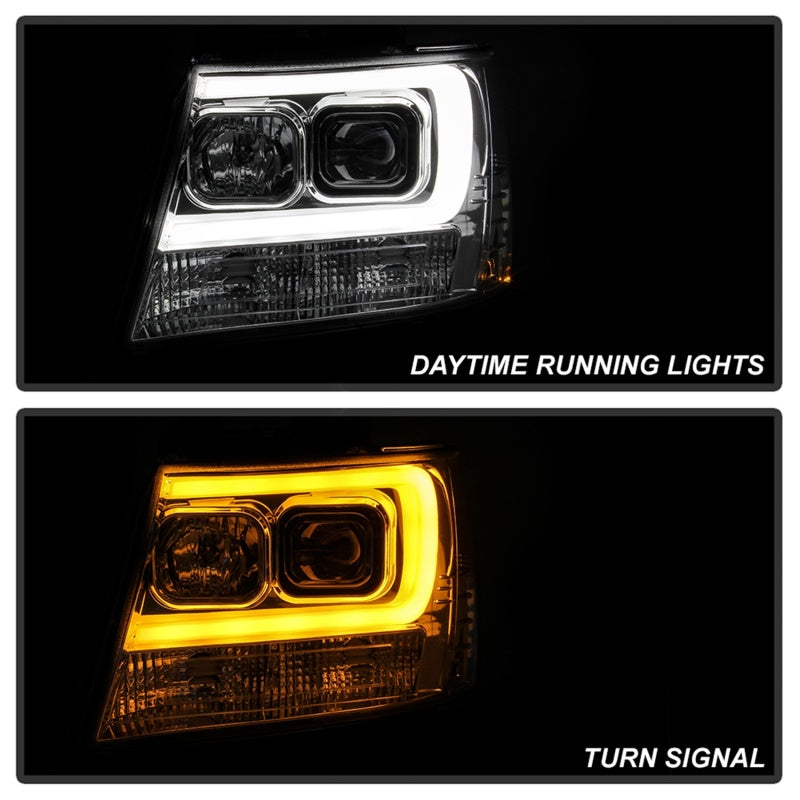 FR SPORT Spyder 07-14 Chevy Suburban/Tahoe V2 Projector Headlights LED Turn Sig Chrome...