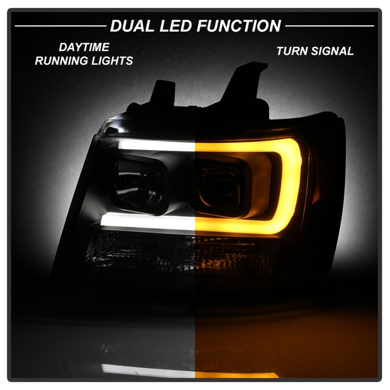 FR SPORT Spyder 07-14 Chevy Suburban/Tahoe V2 Projector Headlights LED Turn Sig Black...