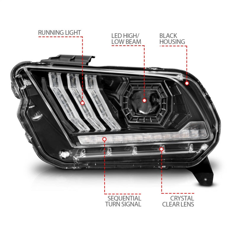 FR SPORT ANZO 13-14 Ford Mustang (w/ Factory HID/Xenon HL only) Projector Headlights w/Light Bar...