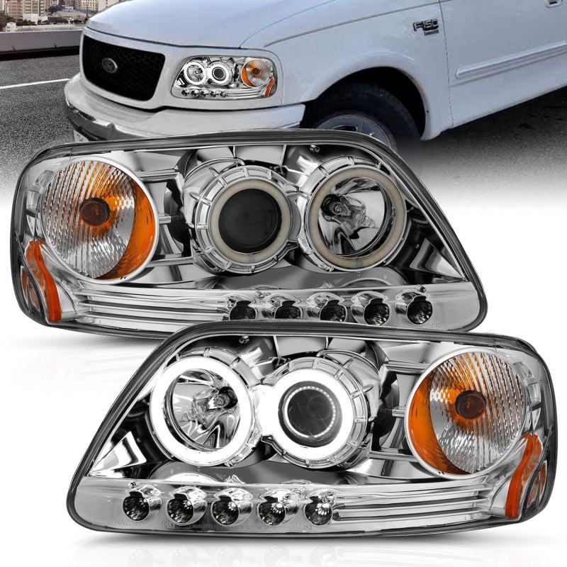 FR SPORT Anzo 1997.5-2003 Ford F-150 Projector Headlights w/ Halo Chrome 1pc