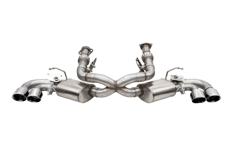 Corsa 2020 Corvette C8 3in Valved Cat-Back 4.5in Pol Quad Tips Fits Factory Perf Exhaust Deletes AFM 21103