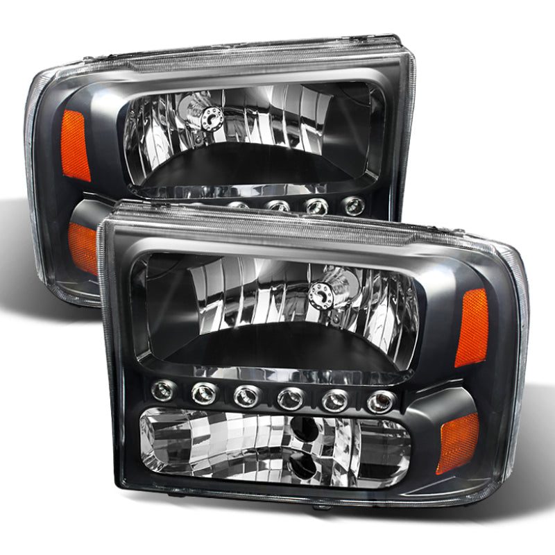 FR SPORT SPYDER Xtune Ford F250 F350 Super Duty 99-04 1Pc Headlights w/ LED Black...
