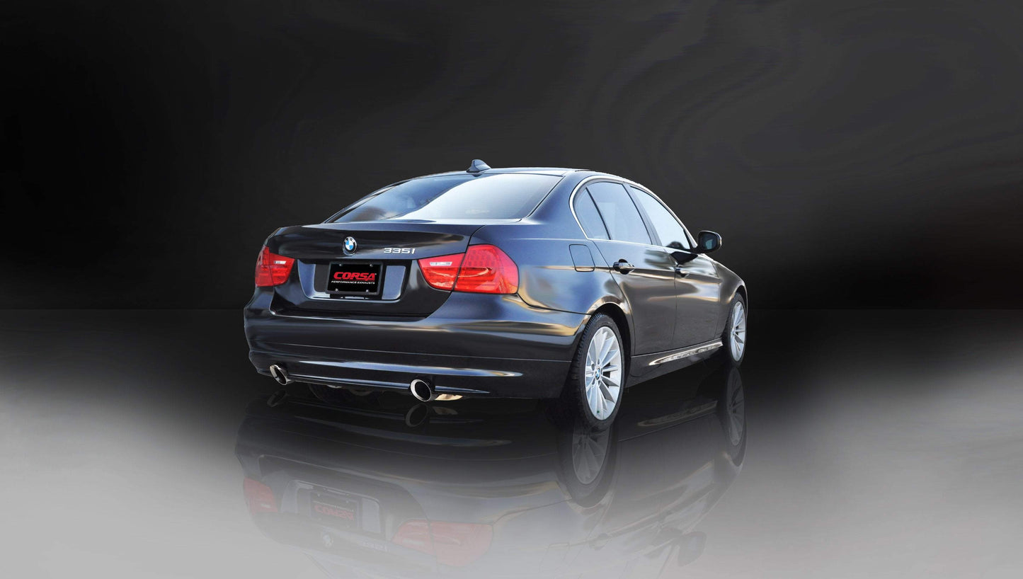Corsa [OPEN BOX] 3.5 IN Cat-Back Single 4.0 IN Tips (14861) Sport Sound Level | 2007-2012 BMW 335i E90 E91 E92